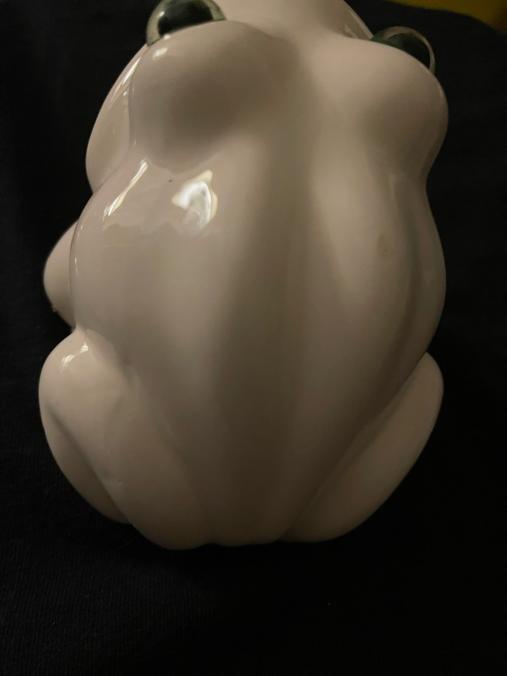 Vintage Frog Sponge Holder Spoon Rest White Ceramic Green Eyes Caddy 1970’s - Picture 4 of 7